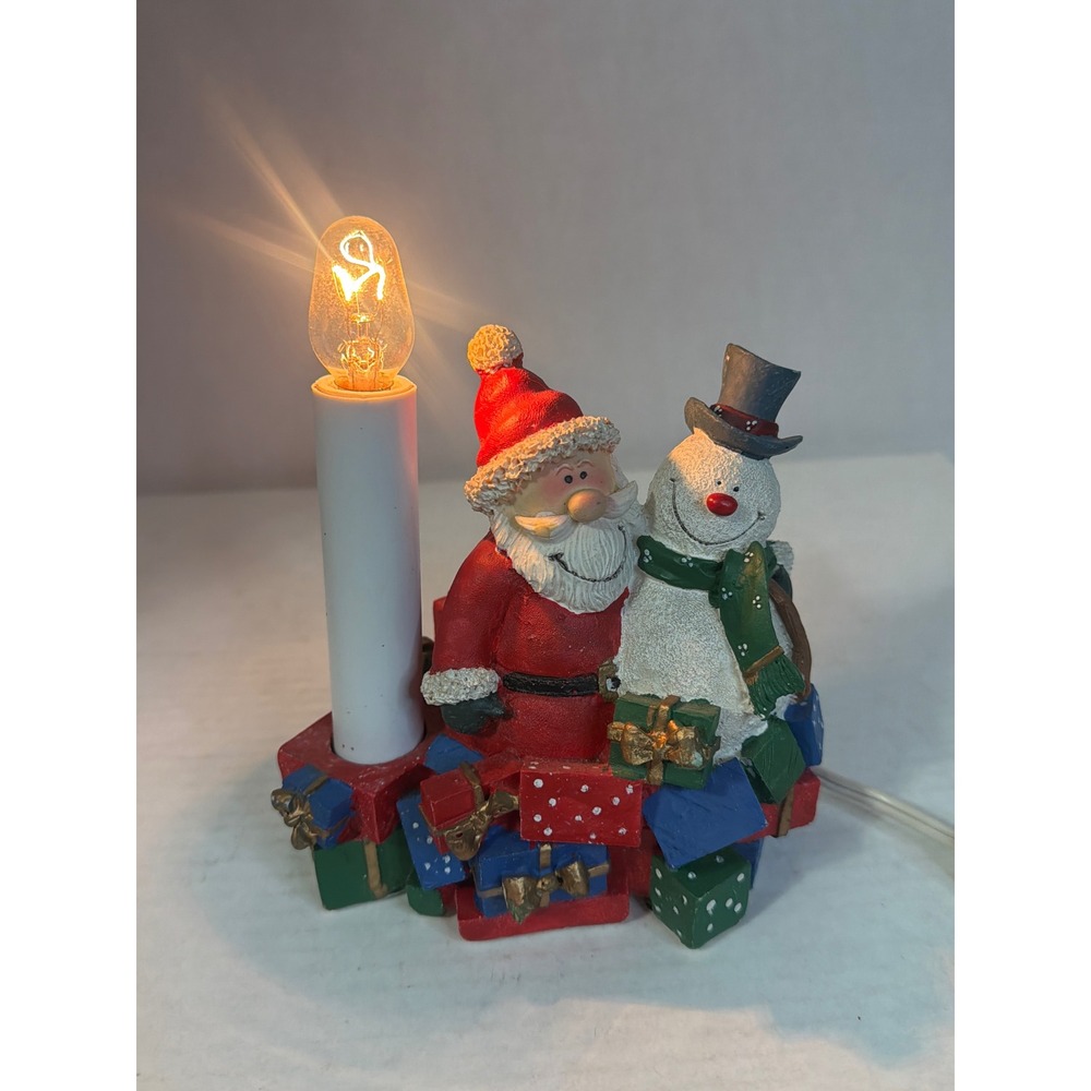 Vintage Santa Claus and Snowman Christmas Night Light Electric Holiday Decor
